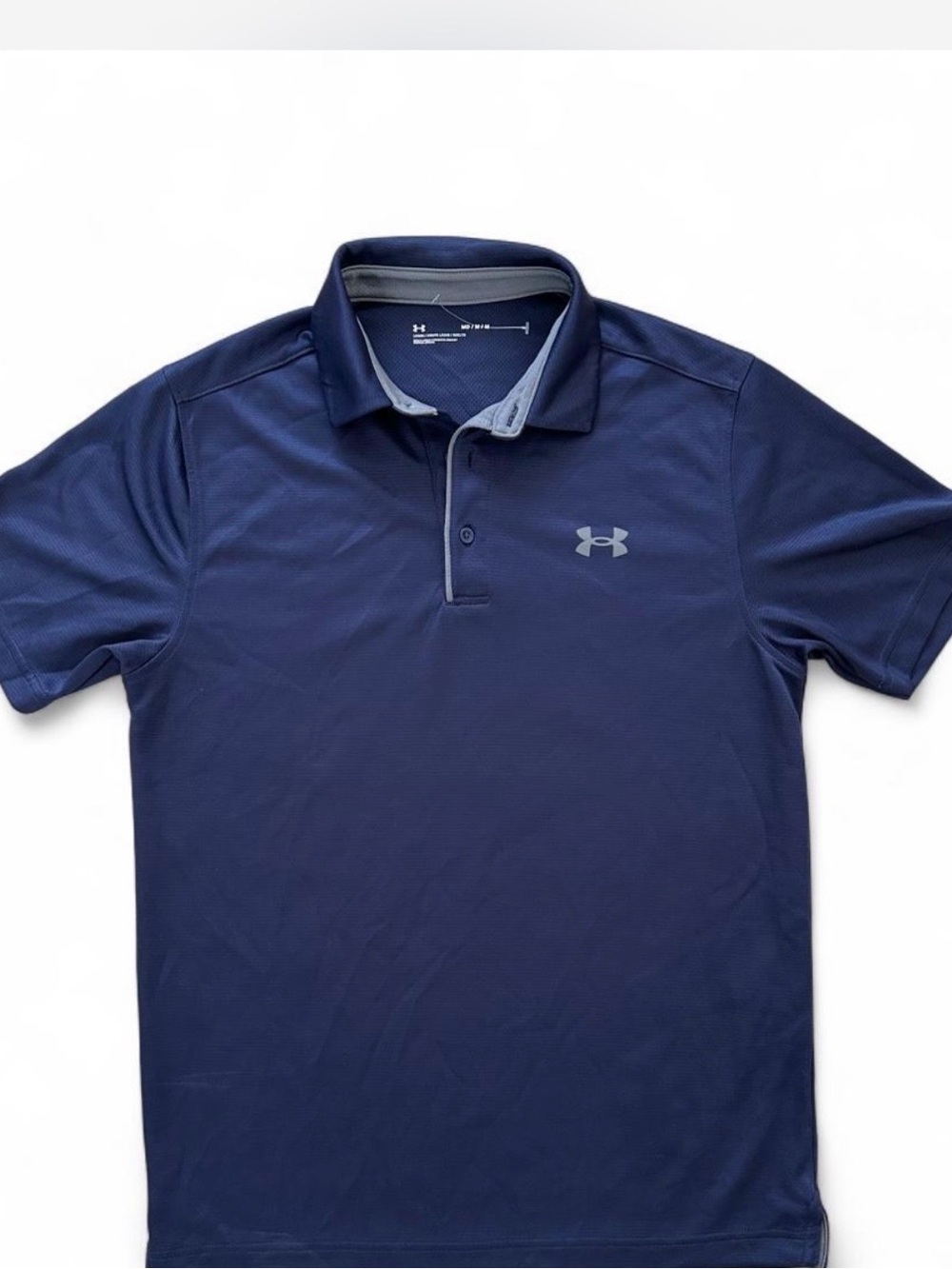 Under Armour Men's Tech Polo Shirt Size M Navy Blue Golf Athletic Performance